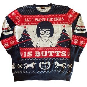 Bob’s Burgers Sweater Unisex XL Christmas “All I Want For Xmas is Butts”